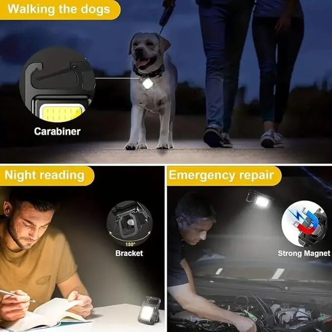 10 Pack COB Mini LED Flashlight Keychain Light, Multifunctional Portable Bright Small EDC Rechargeable LED Flash Light, USB Charging Work Lights for Camping, Outdoor, Fishing, Emergencies