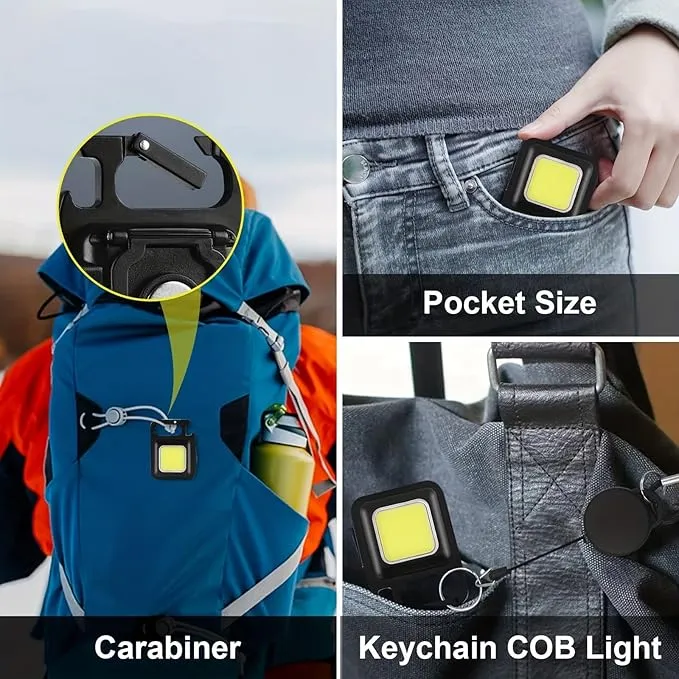 10 Pack COB Mini LED Flashlight Keychain Light, Multifunctional Portable Bright Small EDC Rechargeable LED Flash Light, USB Charging Work Lights for Camping, Outdoor, Fishing, Emergencies