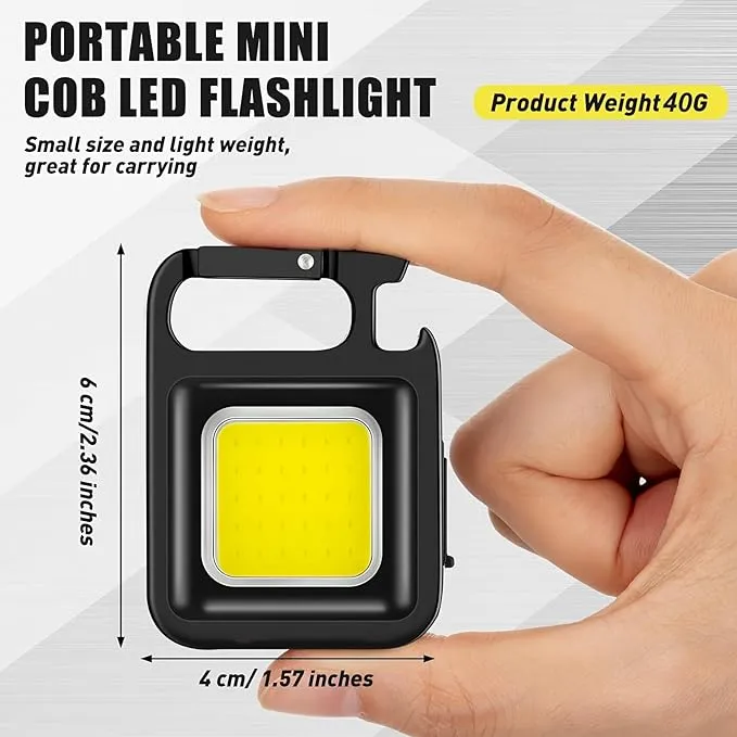 10 Pack COB Mini LED Flashlight Keychain Light, Multifunctional Portable Bright Small EDC Rechargeable LED Flash Light, USB Charging Work Lights for Camping, Outdoor, Fishing, Emergencies