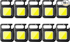 10 Pack COB Mini LED Flashlight Keychain Light, Multifunctional Portable Bright Small EDC Rechargeable LED Flash Light, USB Charging Work Lights for Camping, Outdoor, Fishing, Emergencies
