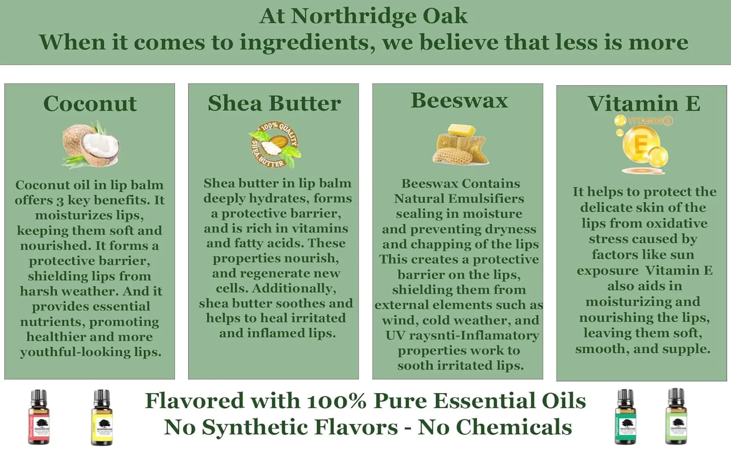 100% All Natural Lip Balm - Beeswax, Shea Butter, Coconut Oil, Vitamin E and Pure Essential Oils - 7 Different Options to Choose From (Spearmint 5 Pack)