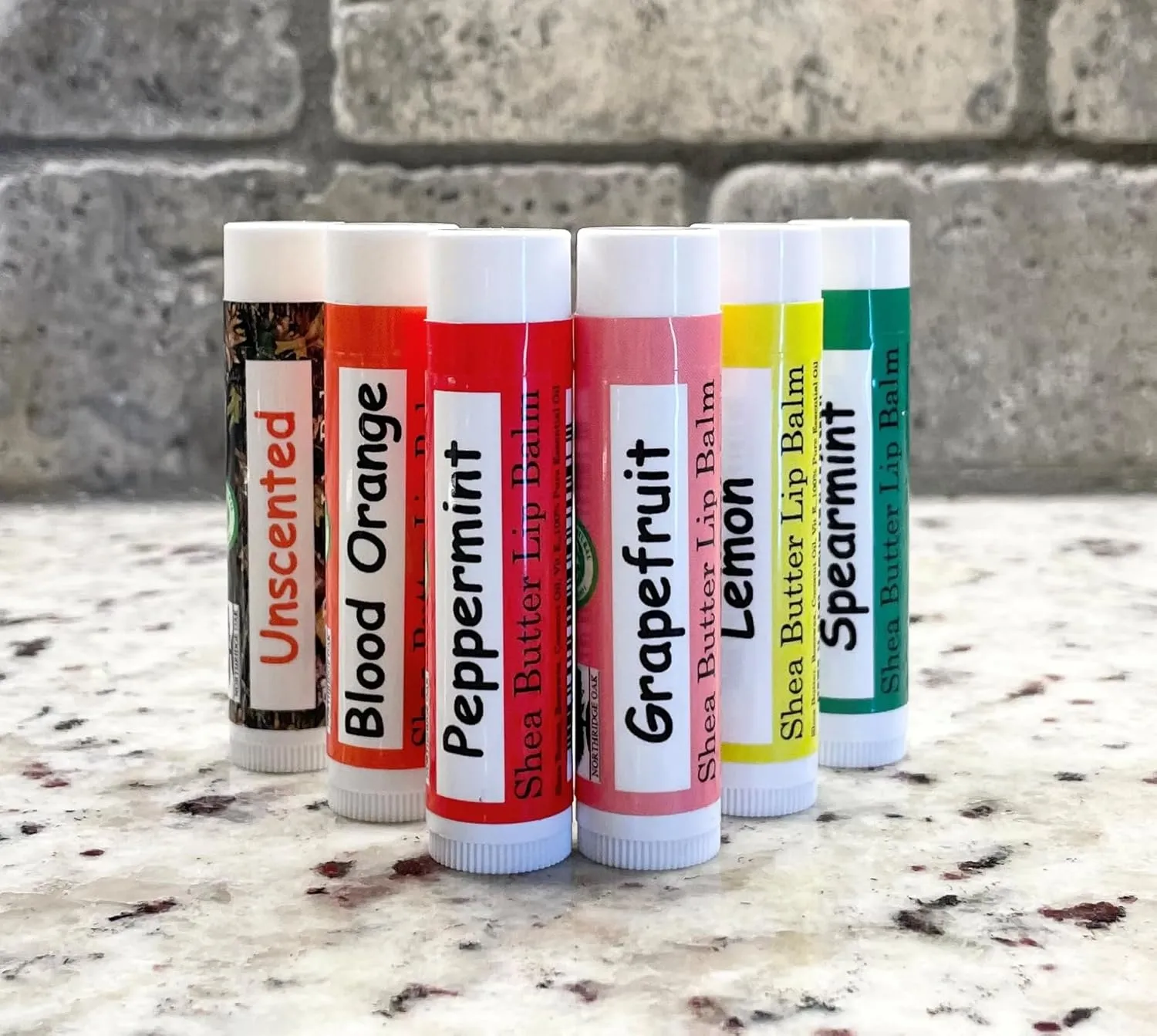 100% All Natural Lip Balm - Beeswax, Shea Butter, Coconut Oil, Vitamin E and Pure Essential Oils - 7 Different Options to Choose From (Spearmint 5 Pack)