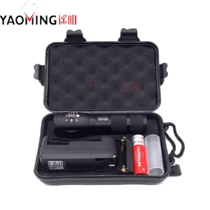 100% genuine G700 3800LM CREE XM-L T6 LED 10W Zoomable Tactical Flashlight Outdoor lighting 18650 battery charger gift box Torch