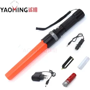 1000Lm CREE Q5 zoomable cree led tactical torch traffic wand police flashlight directing traffic lanterna 18650 battery charger