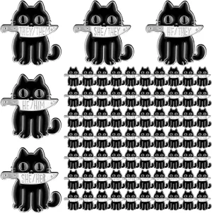100pcs Lgbtq Pronoun Pin She They/he Him/they Them/she Her/he They Gender Identity Bulk Pin Black Cat with Knife Pride Pins Genderfluid Pin for Pride Parade Daily Wear Backpack Gifts Jacket