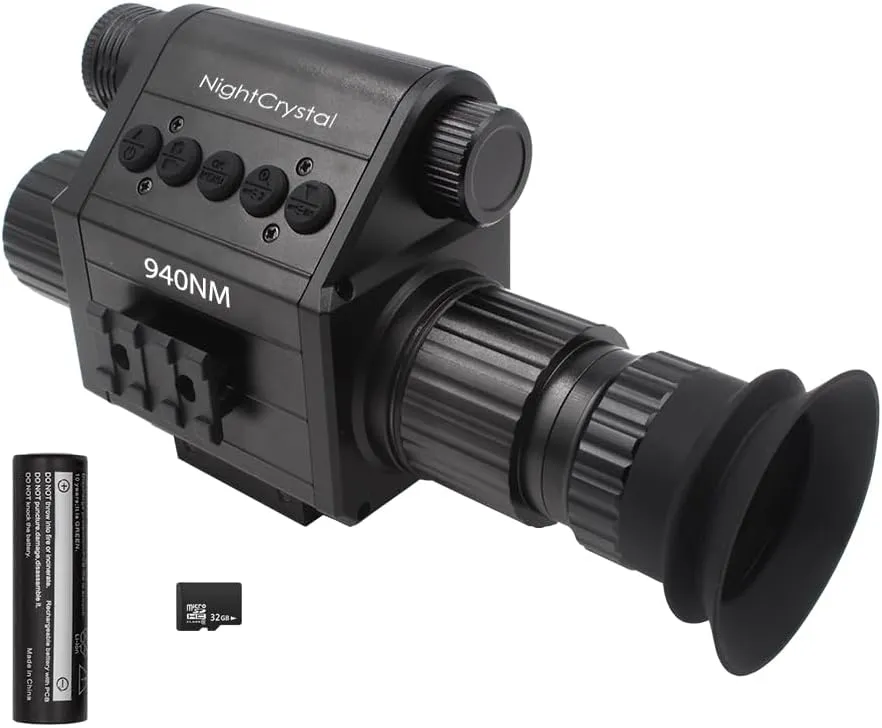 1080p Tactical Hunting Night Vision Scope Video Camera Monocular DVR with Built-in Infrared IR Flashlight OLED HD Screen Display with Adjustable Crosshairs Digital Zoom