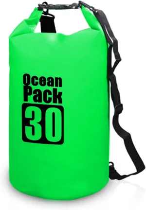 10L / 15L / 20L / 30L Outdoor proof Dry Backpack Floating Bag Roll Sack for Kayaking Rafting Boating River Trekking, Green