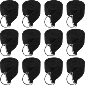 12 Pcs Yoga Strap 6Ft Exercise Stretch Bands for Flexibility with Adjustable Metal D Ring Buckle Loop Stretch Strap Non Elastic Yoga Belt Yoga Exercise Adjustable Straps for Pilates