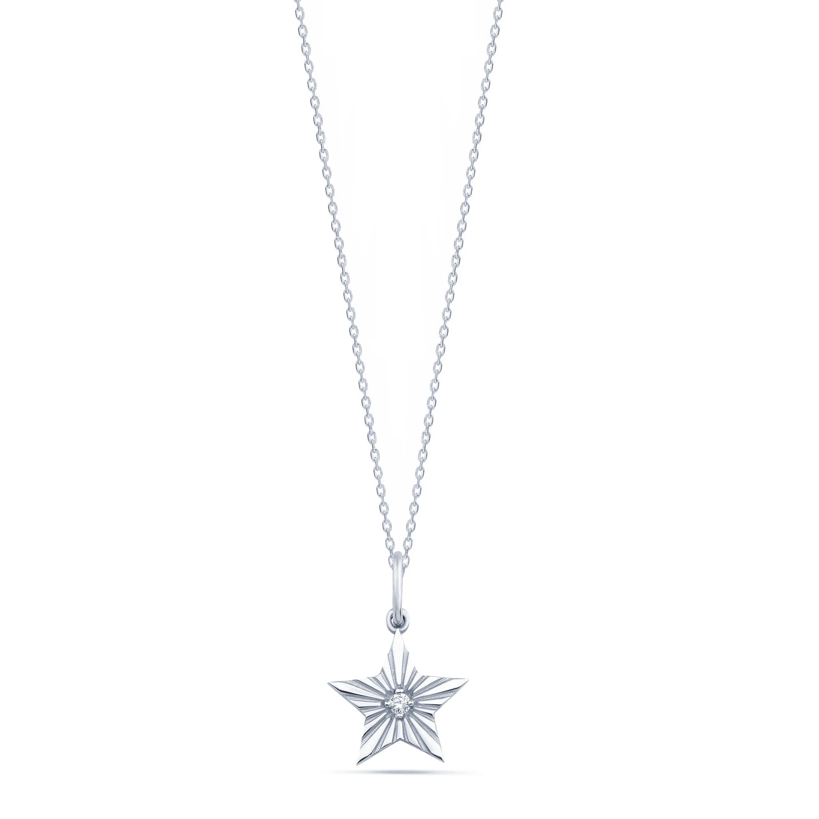 14K Gold Tiny Diamond Starburst Necklace
