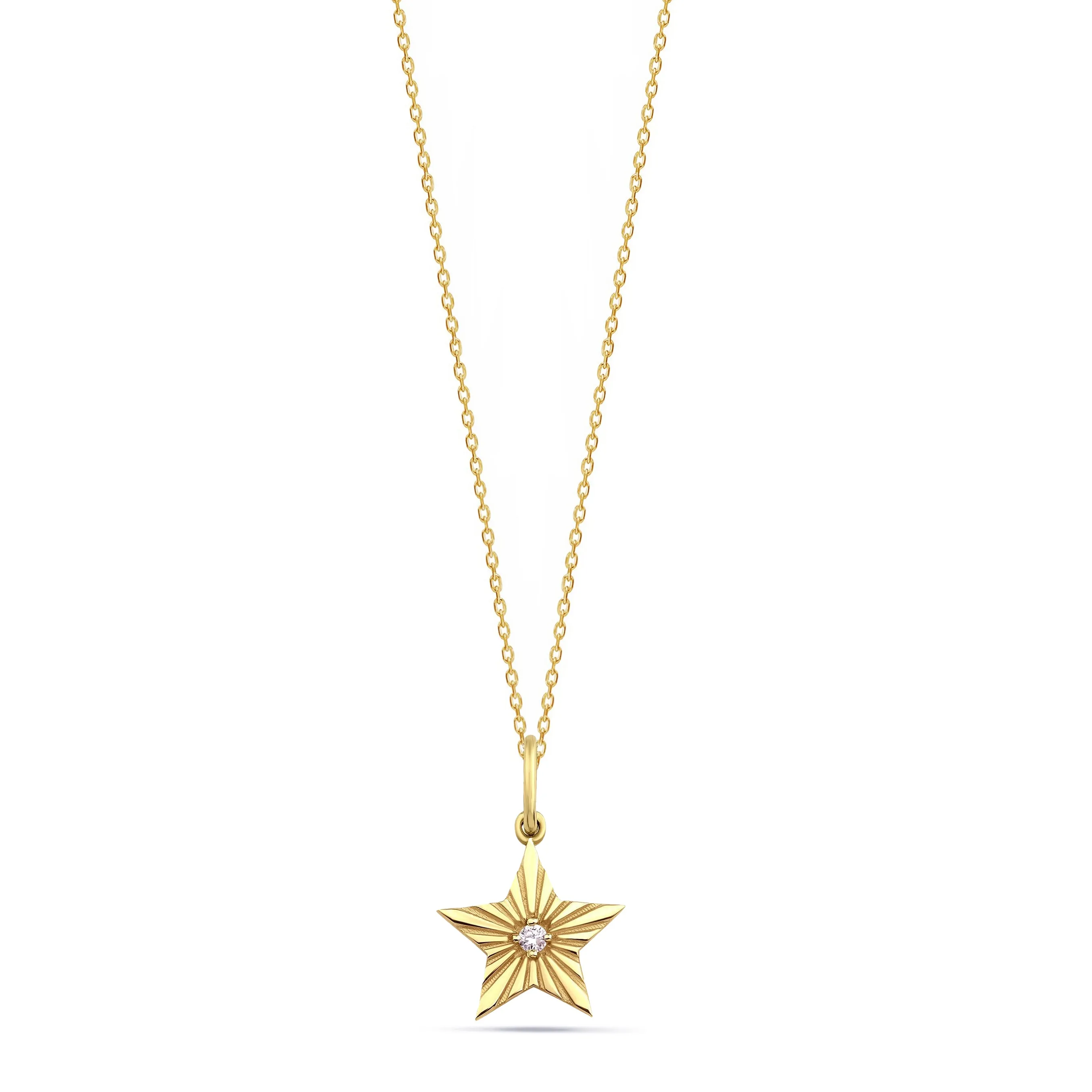 14K Gold Tiny Diamond Starburst Necklace