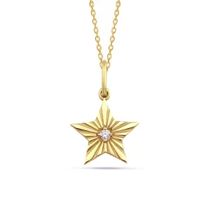 14K Gold Tiny Diamond Starburst Necklace
