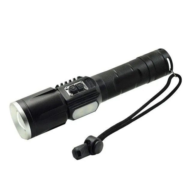 18650 LED Flashlight Hunting Fishing Torch T6   COB Lamp USB Rechargeable Waterproof Flash Light With 18650 Battery   Charger