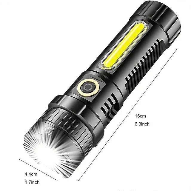 1pc LED Tactical Flashlight 90000 High Lumen, Magnetic Rechargeable Flashlight with COB Work Light, XHP70.2 Super Bright LED, Zoomable, Waterproof, 4 Modes Best LED Flash Lights for Camping, Emergency