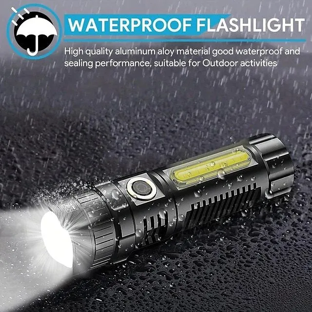 1pc LED Tactical Flashlight 90000 High Lumen, Magnetic Rechargeable Flashlight with COB Work Light, XHP70.2 Super Bright LED, Zoomable, Waterproof, 4 Modes Best LED Flash Lights for Camping, Emergency