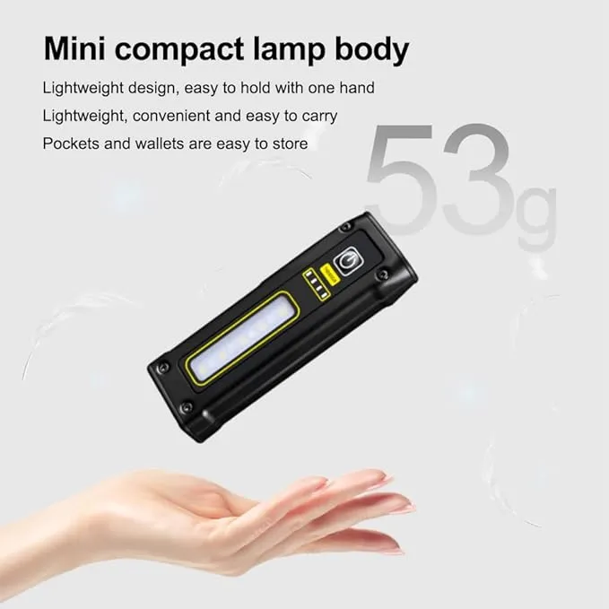 2 Pack Portable Rechargeable LED Work Light, Mini Magnetic Flashlights for Mechanics with COB Sidelight, Small Multi-use Waterproof Super Bright Car Repair Emergency Trouble Light