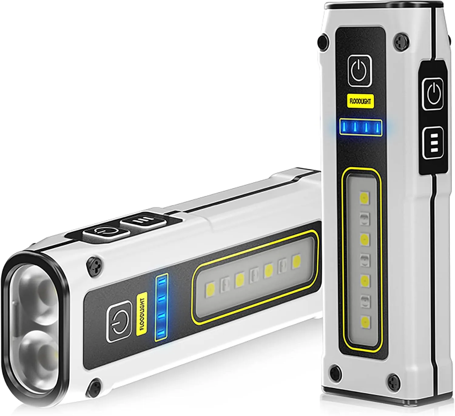 2 Pack Portable Rechargeable LED Work Light, Mini Magnetic Flashlights for Mechanics with COB Sidelight, Small Multi-use Waterproof Super Bright Car Repair Emergency Trouble Light