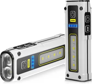 2 Pack Portable Rechargeable LED Work Light, Mini Magnetic Flashlights for Mechanics with COB Sidelight, Small Multi-use Waterproof Super Bright Car Repair Emergency Trouble Light