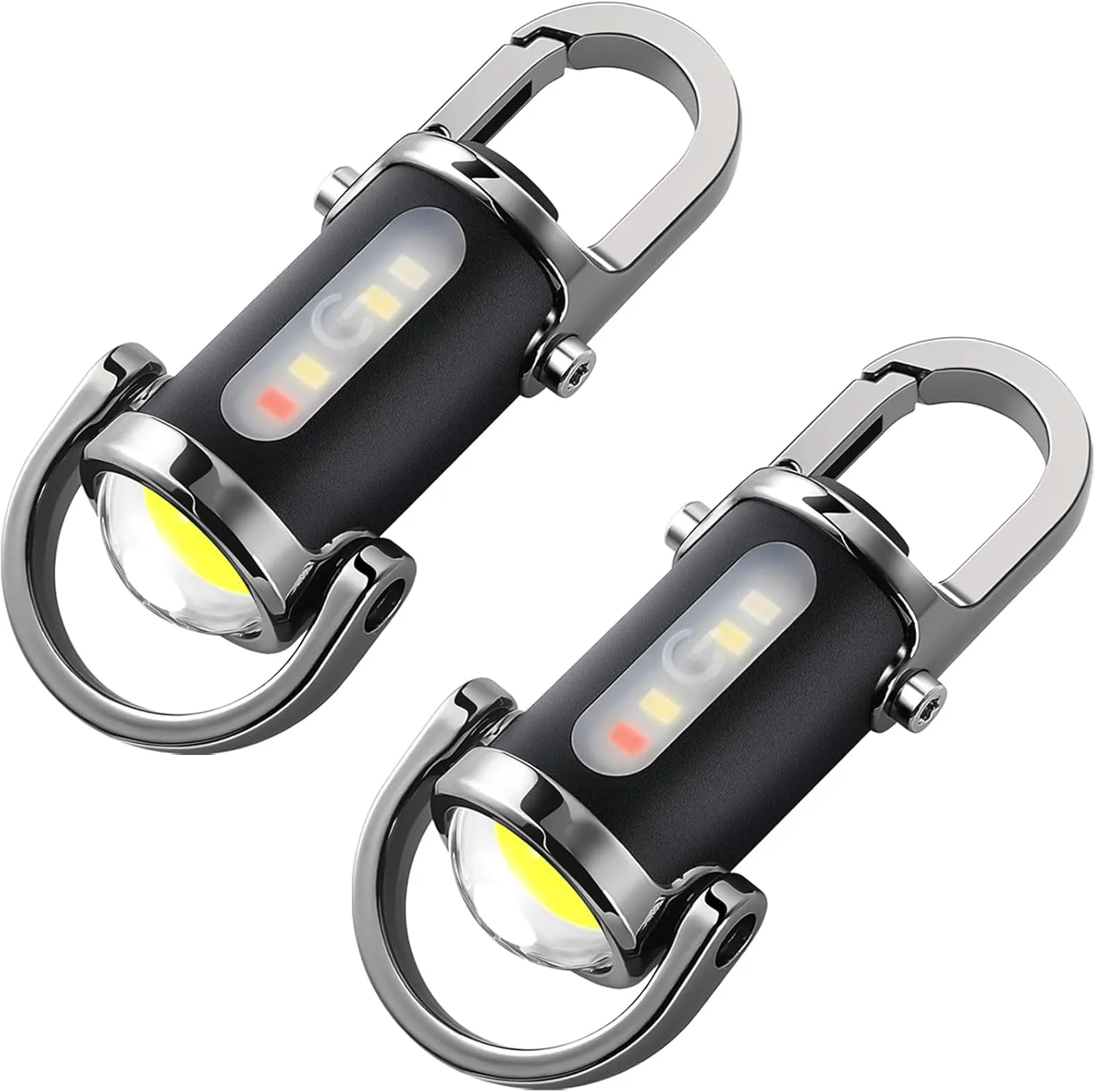 2 Pack Rechargeable Keychain Flashlights, 800 Lumens EDC Mini Flashlights, COB Keychain Work Light Flashlights 7 Light Modes, Bright Mini Keychain Light for Walking, Searching and Hiking
