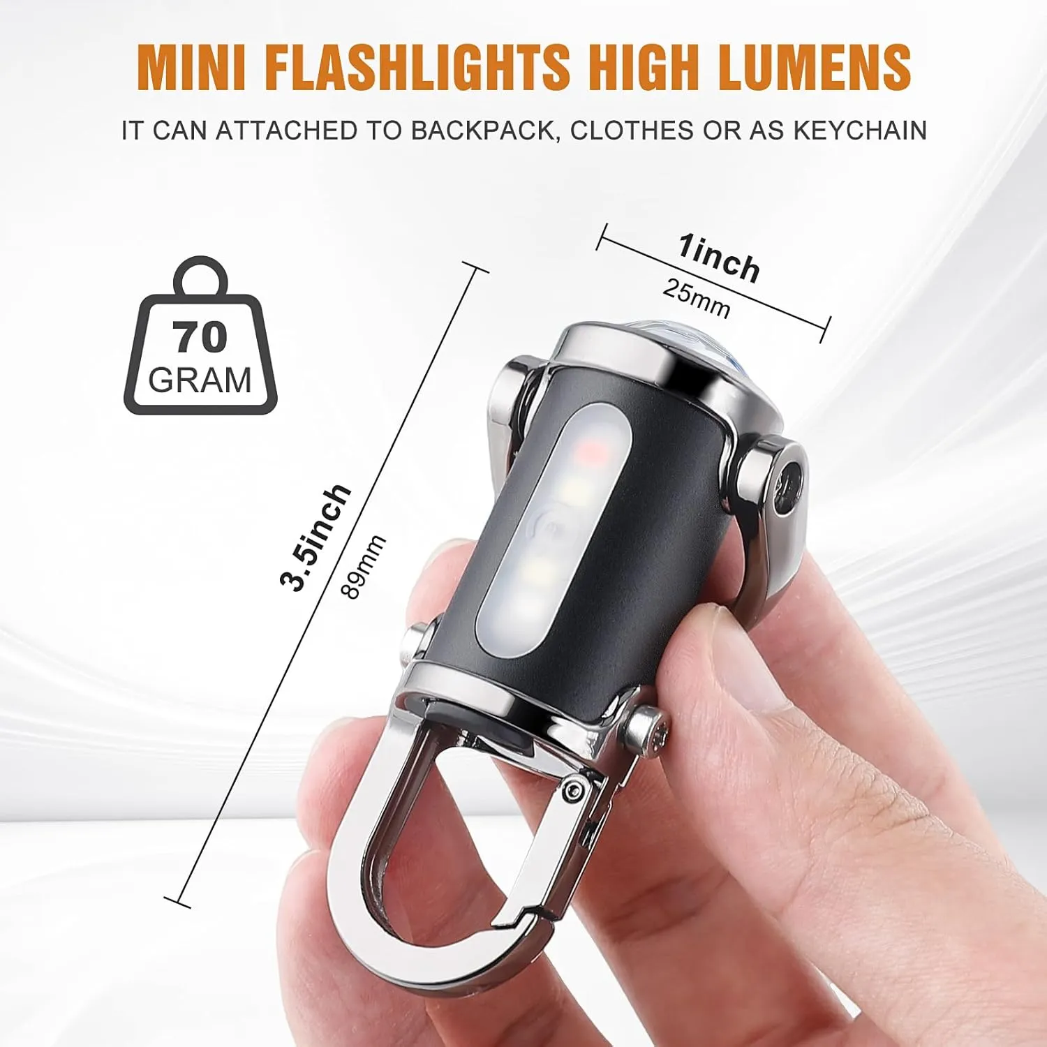 2 Pack Rechargeable Keychain Flashlights, 800 Lumens EDC Mini Flashlights, COB Keychain Work Light Flashlights 7 Light Modes, Bright Mini Keychain Light for Walking, Searching and Hiking