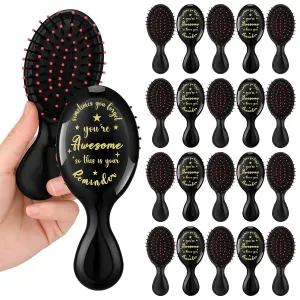 20 Pcs Inspirational Mini Hair Brush Bulk Inspirational Gifts for Women Sometimes You Forget You're Awesome Mother's Day Appreciation Gift for Teacher Graduate Coworker Employee(Black)