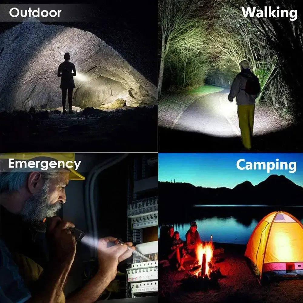 2000lm Ultra Bright USB Rechargeable LED Flashlight for Camping, Working, Emergency, Tactical Use