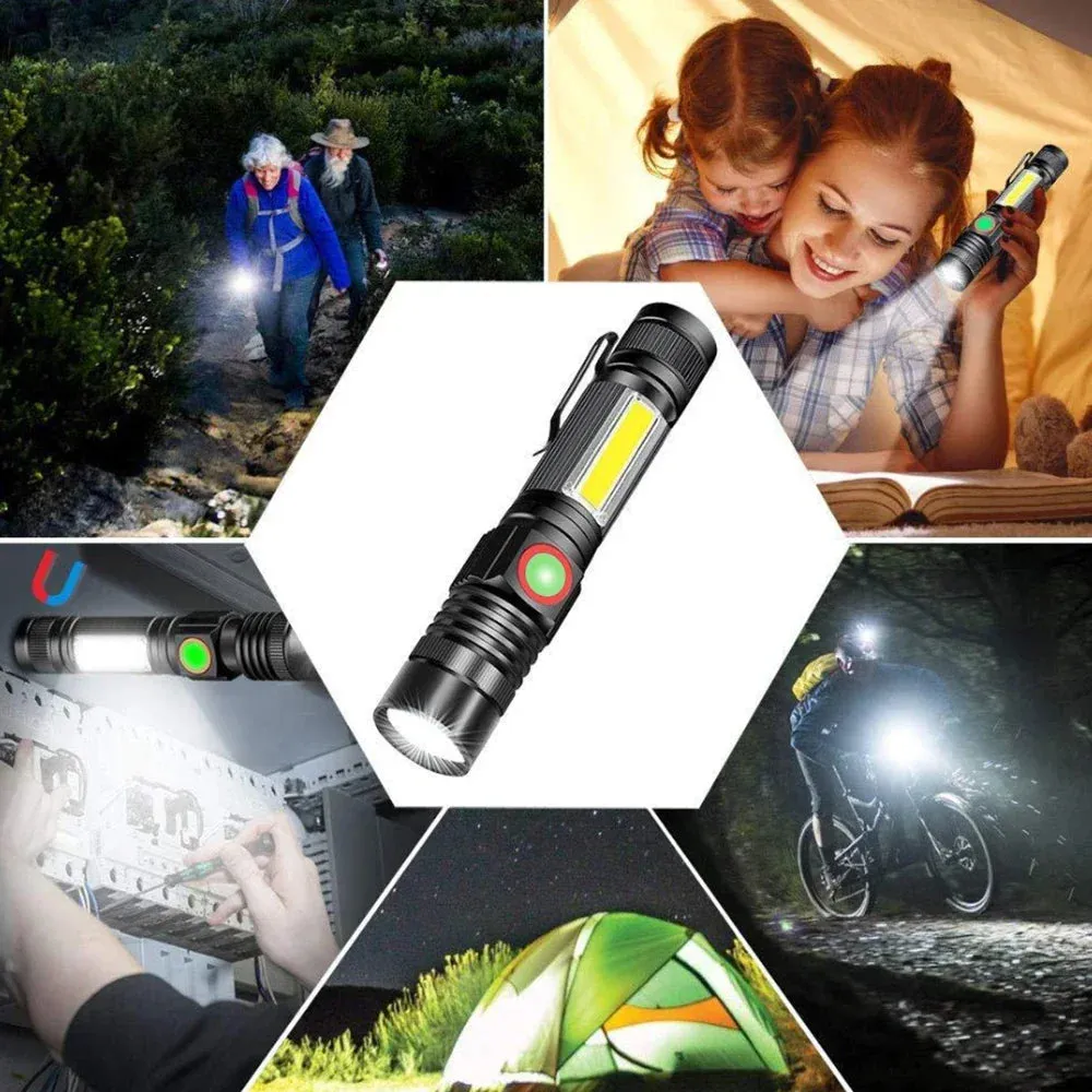 2000lm Ultra Bright USB Rechargeable LED Flashlight for Camping, Working, Emergency, Tactical Use