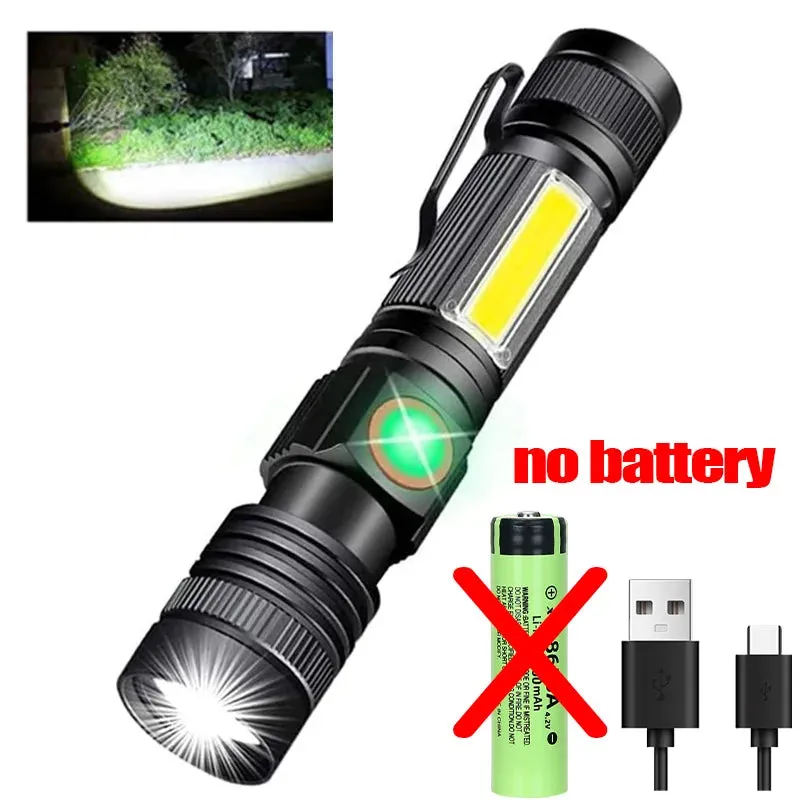 2000lm Ultra Bright USB Rechargeable LED Flashlight for Camping, Working, Emergency, Tactical Use