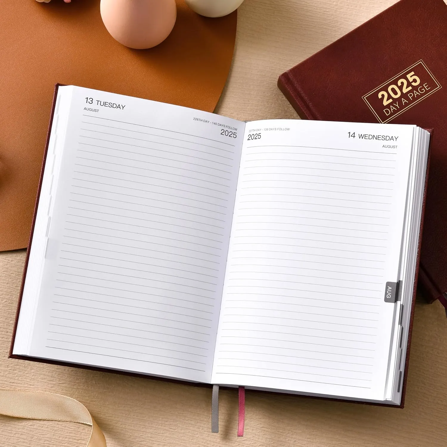 2025 Daily Planner - One Page Per Day, Jan-Dec 2025, A5 Day Planner, 5.8" x 8.4", Red