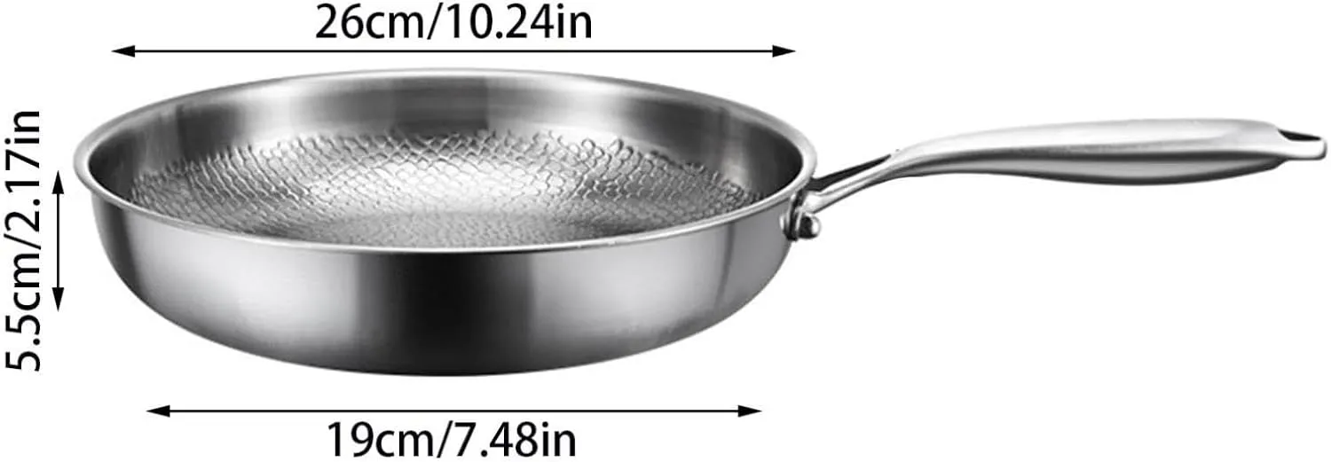 2025 New Titanium Hammered Pan Pro with Lid, Ultra-Durable Scratch-Resistant Non Stick, 100% Pure Titanium Family-Sized Healthy Cooking Pan, Even Heating for Cooking (10.24 in)