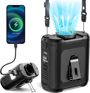 2025 Portable Personal Waist Fan &Neck Fan - Up to 40H Runtime 10000mAh Rechargeable Clip-On Fan, 16000RPM Brushless Motor, 5 Speeds Hands-Free Use, Personal Body Cooling for Camping/Worksites/Outdoor