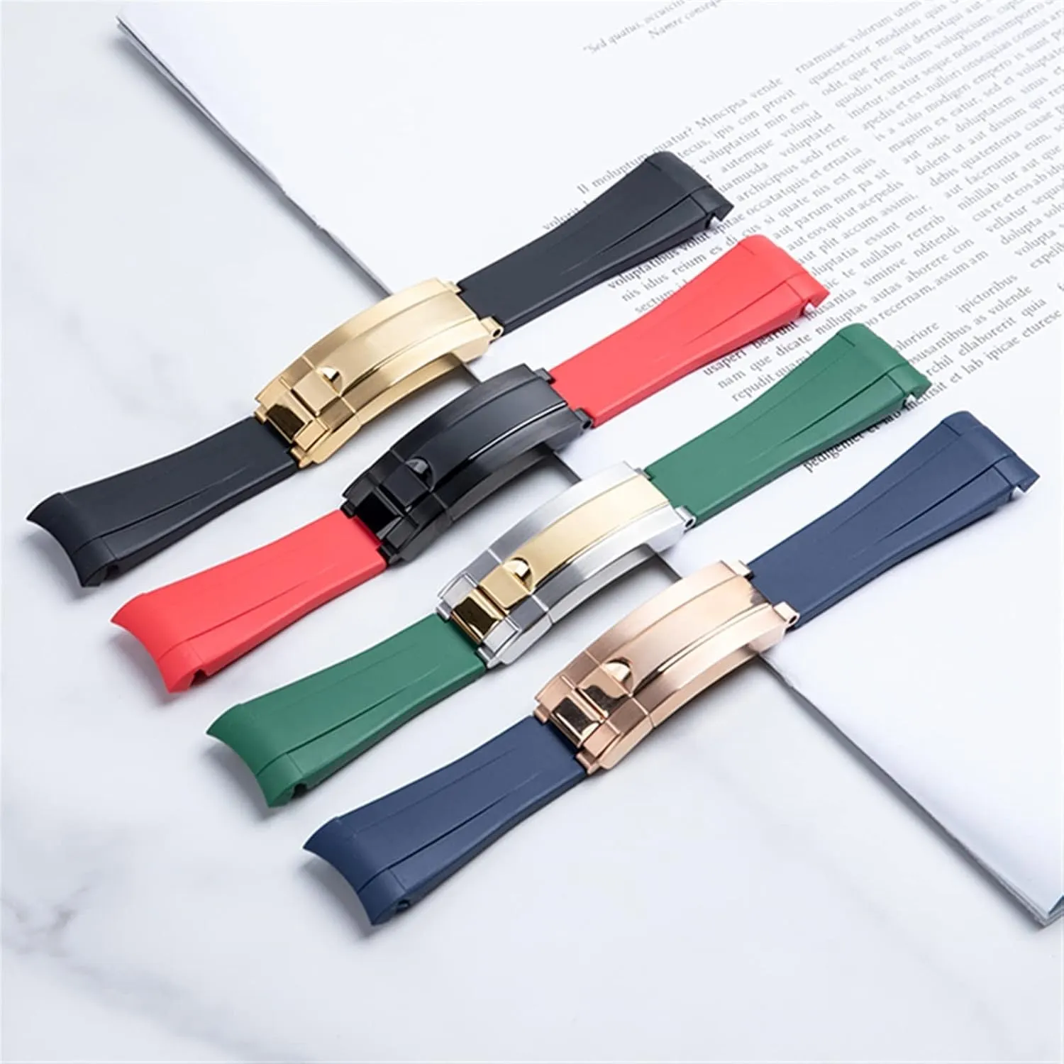20mm rubber strap with adjustable folding buckle Rolex Submariner strap bracelet