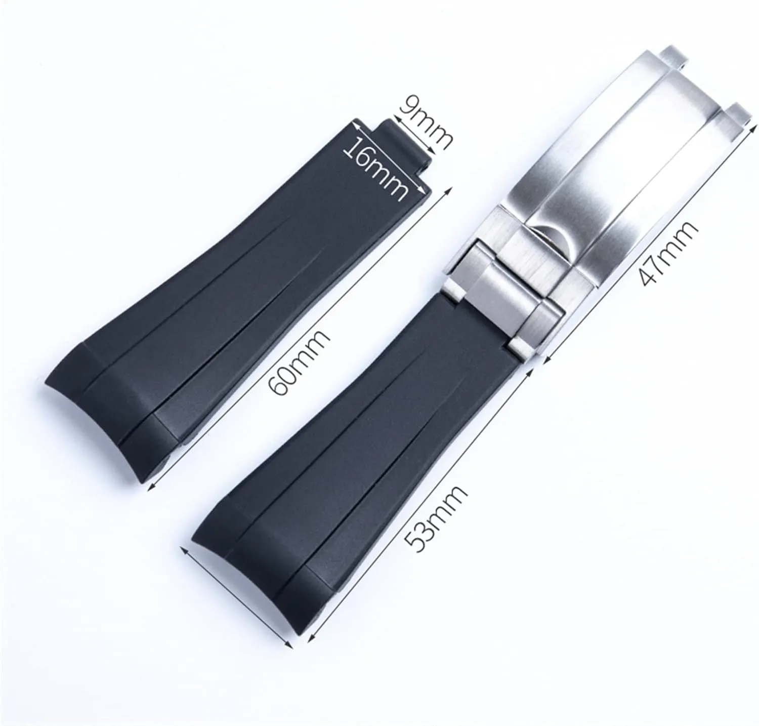 20mm rubber strap with adjustable folding buckle Rolex Submariner strap bracelet