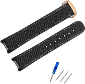 20mm Waterproof Rubber Watch Strap Accessories For Omega Seamaster 300 220/210 Series Watch Silicone Strap Men