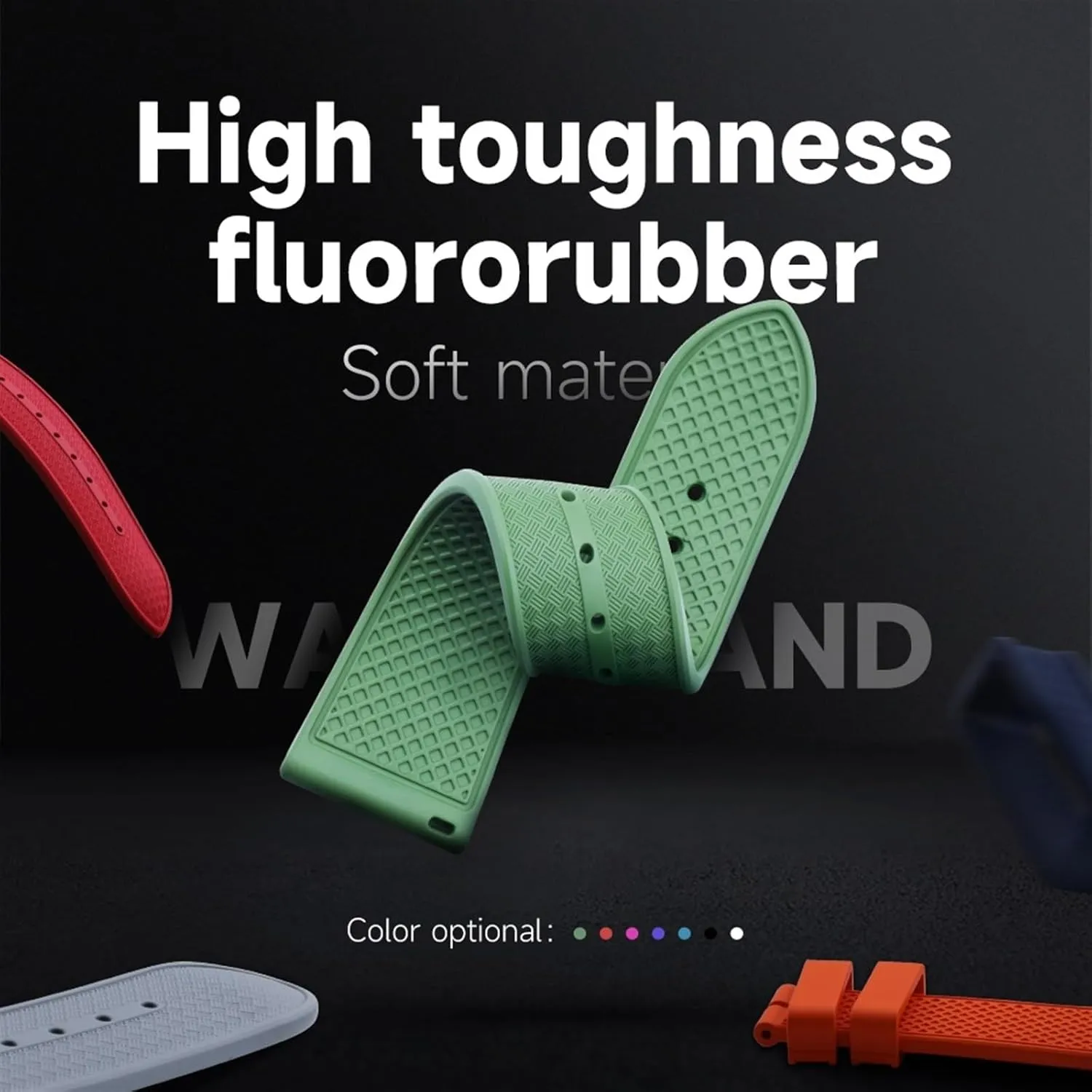 22mm Flat End Soft Fluororubber Watch Band For Strap M79360.M79363 Stainless Fold Buckle Black Bay 1958 41mm watch strap
