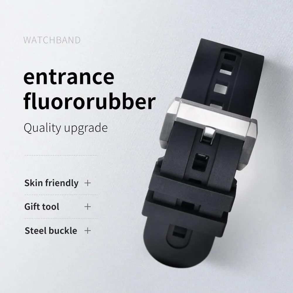 23.0Mm Fluorous Rubber Soft Watch Band for Blancpain Strap Fifty Fathoms 5000 5015 Black Watch Belt Bracelets Replacement Watch Strap