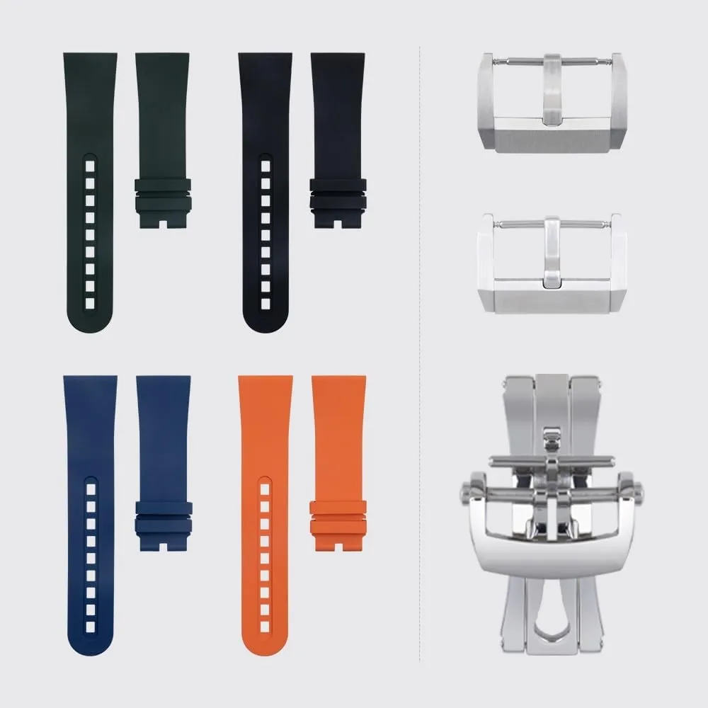 23.0Mm Fluorous Rubber Soft Watch Band for Blancpain Strap Fifty Fathoms 5000 5015 Black Watch Belt Bracelets Replacement Watch Strap