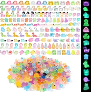 240 Pcs Mini Resin Animals Tiny Resin Animals Bulk Glow in The Dark Miniature Figures for Micro Garden Landscape Ornaments Dollhouse Crafts Accessories(Various Style)
