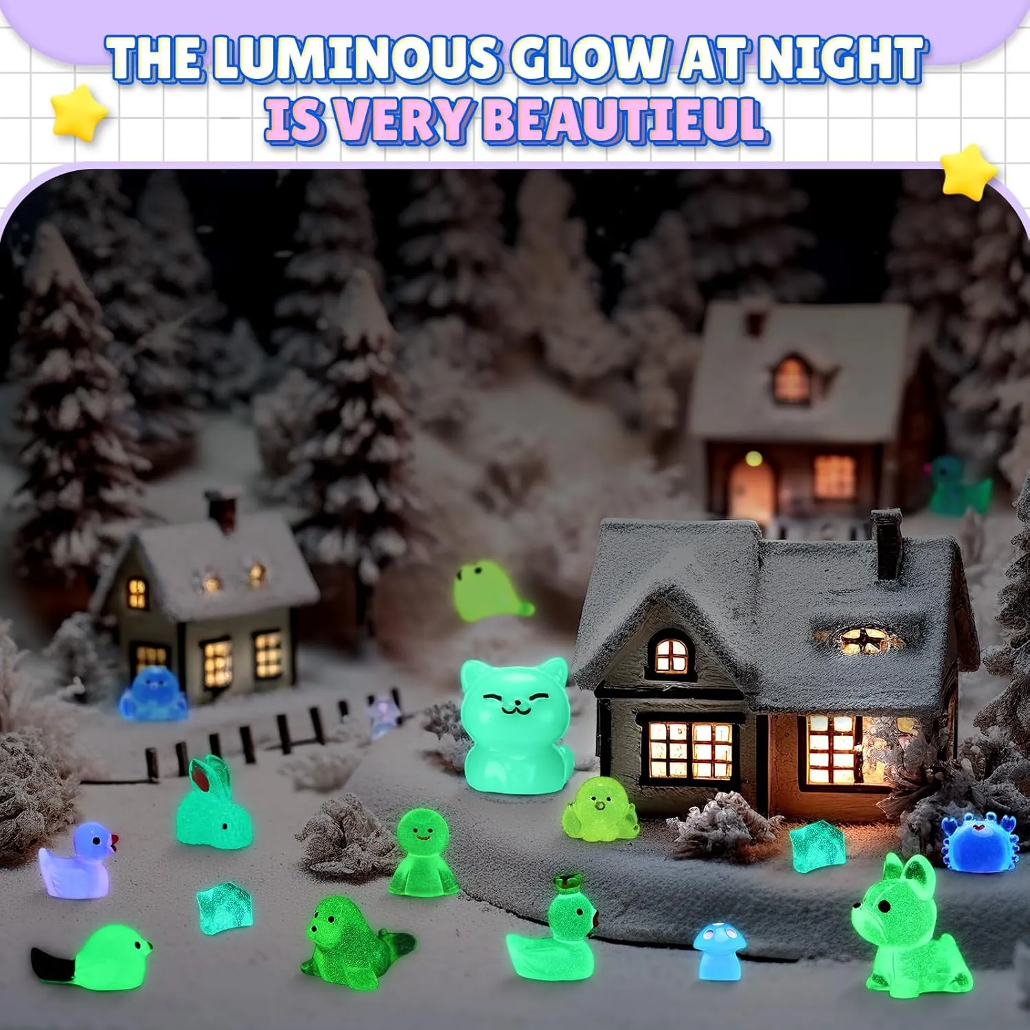 240 Pcs Mini Resin Animals Tiny Resin Animals Bulk Glow in The Dark Miniature Figures for Micro Garden Landscape Ornaments Dollhouse Crafts Accessories(Various Style)