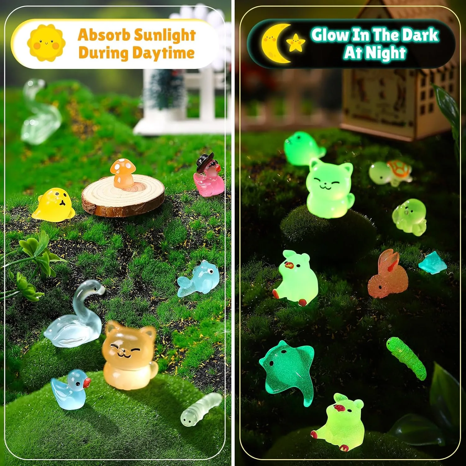 240 Pcs Mini Resin Animals Tiny Resin Animals Bulk Glow in The Dark Miniature Figures for Micro Garden Landscape Ornaments Dollhouse Crafts Accessories(Various Style)