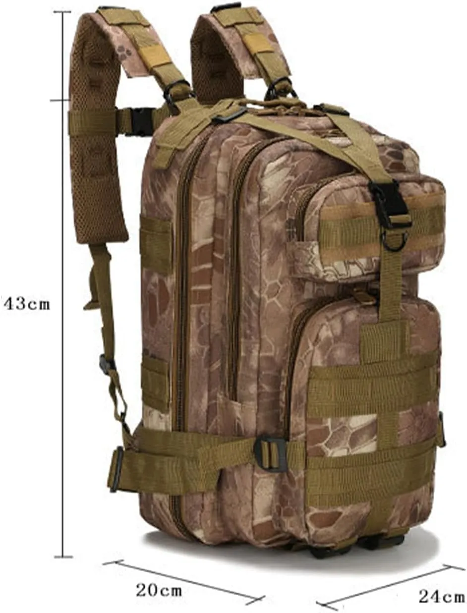 25L Military Tactical Backpack, 3-Day Bug Out Bag Army Camping Rucksack Hiking Backpacks For Men (F)