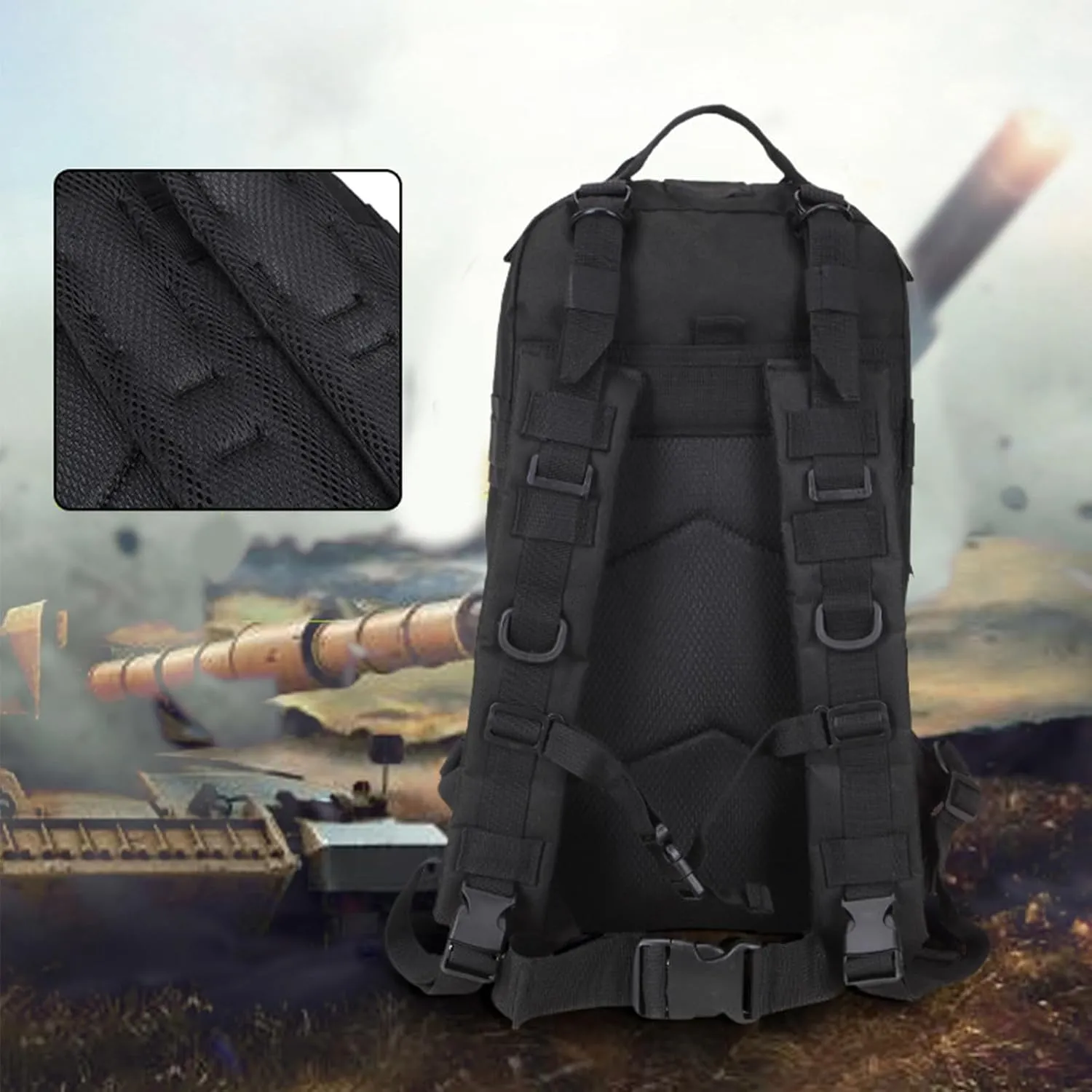 25L Military Tactical Backpack, 3-Day Bug Out Bag Army Camping Rucksack Hiking Backpacks For Men (F)