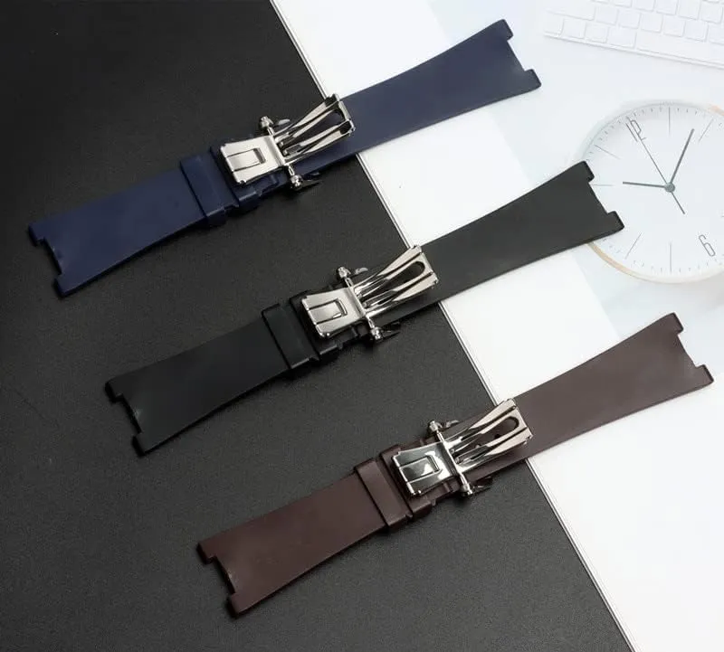 25mm Rubber Silicone Watch Strap Folding Buckle Watchbands for PATEK Philippe Strap Nautilus Series Watchband