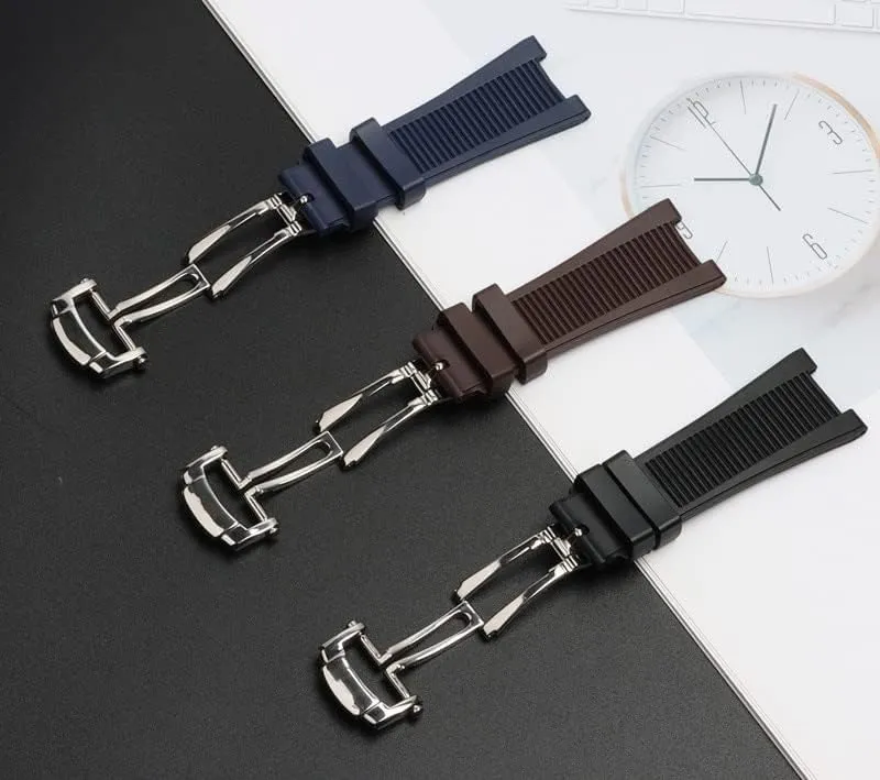 25mm Rubber Silicone Watch Strap Folding Buckle Watchbands for PATEK Philippe Strap Nautilus Series Watchband