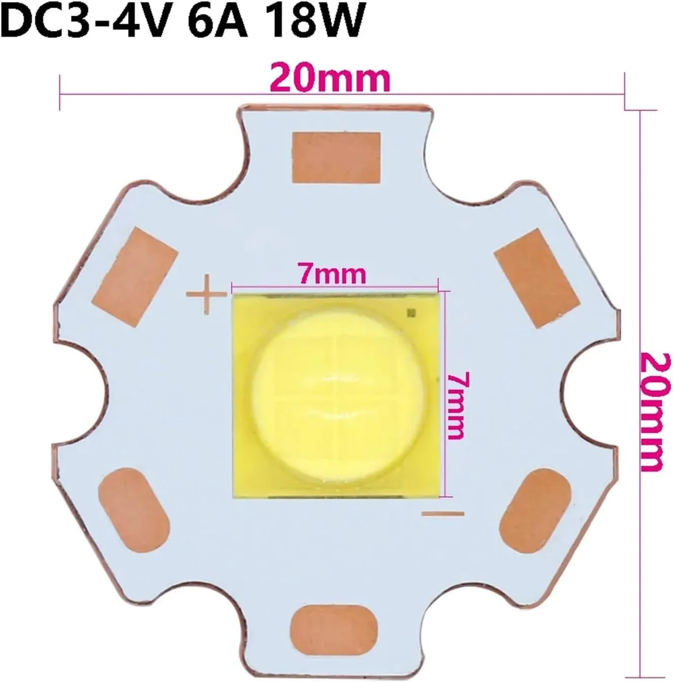 2pcs LED Beads 10W 18W 30W 36W 54W 72W 3V/6V/24V XHP50/70 XHP90 XHP110 LED COB for Flashlight Car Light Diving Light Source White(XHP7070 DC3-4V 6A)