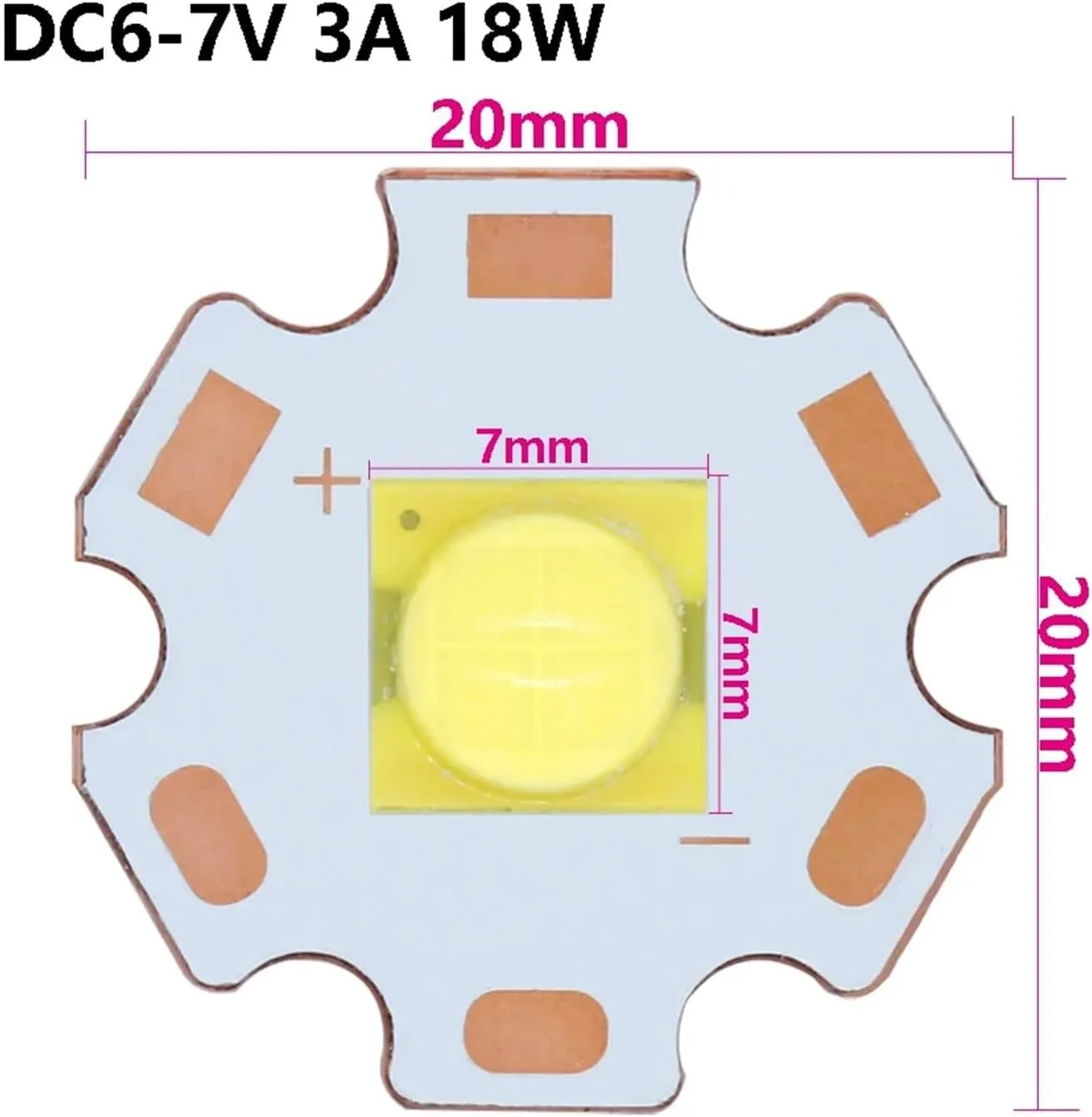2pcs LED Beads 10W 18W 30W 36W 54W 72W 3V/6V/24V XHP50/70 XHP90 XHP110 LED COB For Flashlight Car Light Diving Light Source White(XHP7070 DC6-7V 3A)