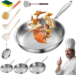 3 Sizes Siraatskitchen Titanium Hammered Pan Pro with Lid, 2025 Ultra-Durable Taking over Kitchens Titanium Nutri-Pan 2.0, Multifunctional Non-Stick Frying Pans for Cooking (11.81in)