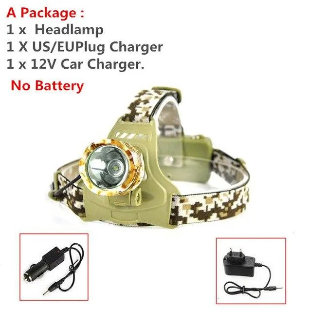 3000Lumen XM-T6 LED Headlamp Headlight Flashlight Head Lamp Light Lantern   2*18650 battery   charger   Car Charger