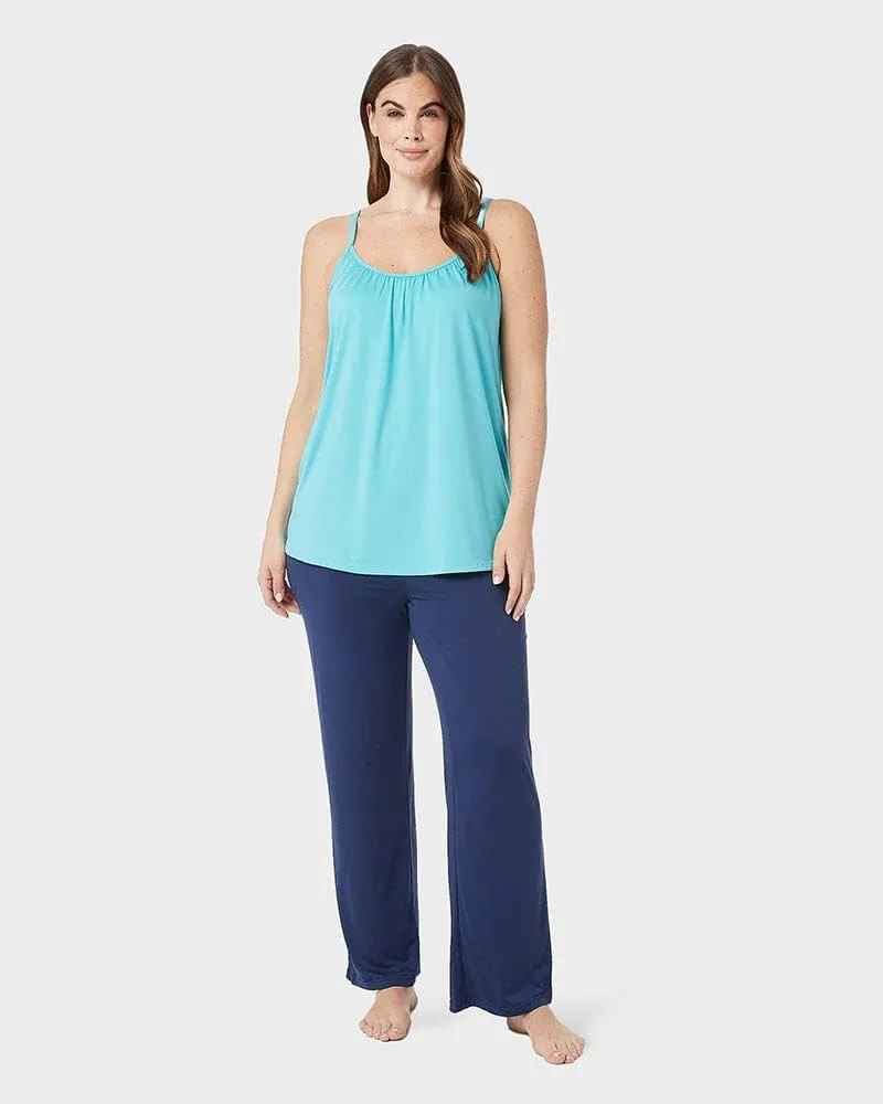 32 Degrees Women's Cool Flowy Bra Cami | with Built-in Cups | Relaxed Fit | Adjustable Spaghetti Strap
