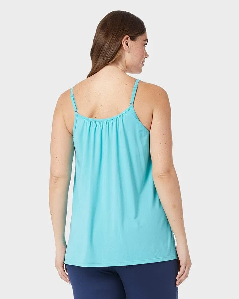 32 Degrees Women's Cool Flowy Bra Cami | with Built-in Cups | Relaxed Fit | Adjustable Spaghetti Strap