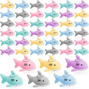 36 Pcs Shark Plush Keychain Mini Stuffed Animal 3.94" Shark Party Favors Bulk Soft Tiny Shark Keychain Shark Backpack Keychain for Stocking Bag Filler Ocean Birthday, 6 Colors